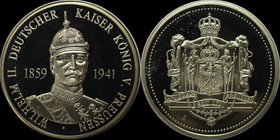 Deutsche Münzen und Medaillen ab 1945, BUNDESREPUBLIK DEUTSCHLAND. PREUßEN. Wilhelm II. (1859-1941). Medaille ND, Kupfer-Nickel. Stempelglanz, Fingera...