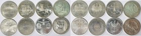 Deutsche Münzen und Medaillen ab 1945, Lots und Sammlungen BRD. 10 Mark 1991 (J.452), 10 Mark 1992 (J.454), 2 x 10 Mark 1998 (J.467,470), 10 Mark 1999...