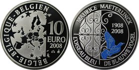 Europäische Münzen und Medaillen, Belgien / Belgium. Maurice Maeterlinck – Der blaue Vogel. 10 Euro 2008, Silber. KM 266. Polierte Platte