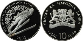 Europäische Münzen und Medaillen, Bulgarien / Bulgaria. XIX. Olympische Winterspiele 2002 in Salt Lake City - Skisprungschanze. 10 Leva 2001, Silber. ...