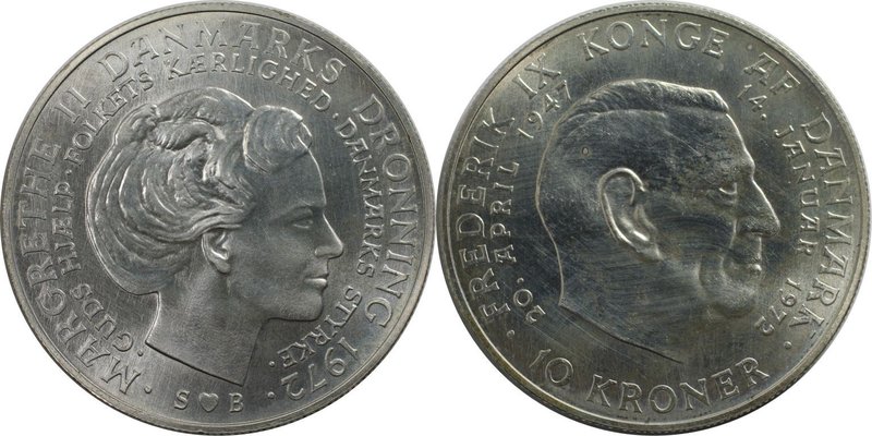 Europäische Münzen und Medaillen, Dänemark / Denmark. Margrethe II. 10 Kroner 19...