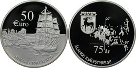 Europäische Münzen und Medaillen, Finnland / Finland. Aland. 75 Jahre Autonomie. Medaille "50 Euro" 1997, Silber. Polierte Platte