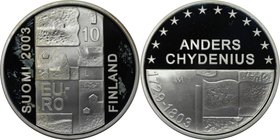 Europäische Münzen und Medaillen, Finnland / Finland. 200. Todestag von Anders Chydenius. 10 Euro 2003, Silber. KM 110. Polierte Platte