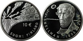 Europäische Münzen und Medaillen, Finnland / Finland. 125. Todestag von Johan Vilhelm Snellman. 10 Euro 2006, Silber. KM 124. Polierte Platte, mit Pla...