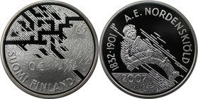Europäische Münzen und Medaillen, Finnland / Finland. 175. Jahrestag - Geburt von Adolf Erik Nordenskiöld. 10 Euro 2007, Silber. KM 134. Polierte Plat...