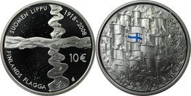 Europäische Münzen und Medaillen, Finnland / Finland. 90. Jahrestag der finnischen Flagge. 10 Euro 2008, Silber. KM 140. Polierte Platte