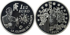 Europäische Münzen und Medaillen, Frankreich / France. Europäische Währungsunion, 7. Ausgabe. 120. Geburtstag von Robert Schuman. 1 1/2 Euro 2006, Sil...