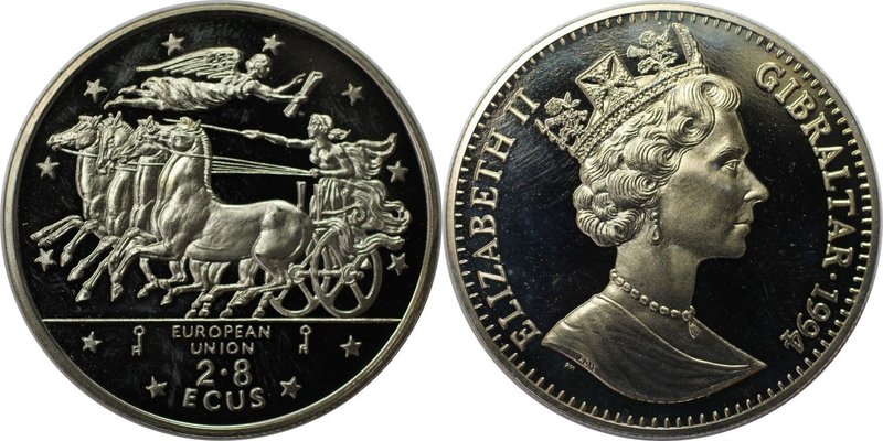 Europäische Münzen und Medaillen, Gibraltar. Mythology. 2.8 Ecus 1994, Kupfer-Ni...