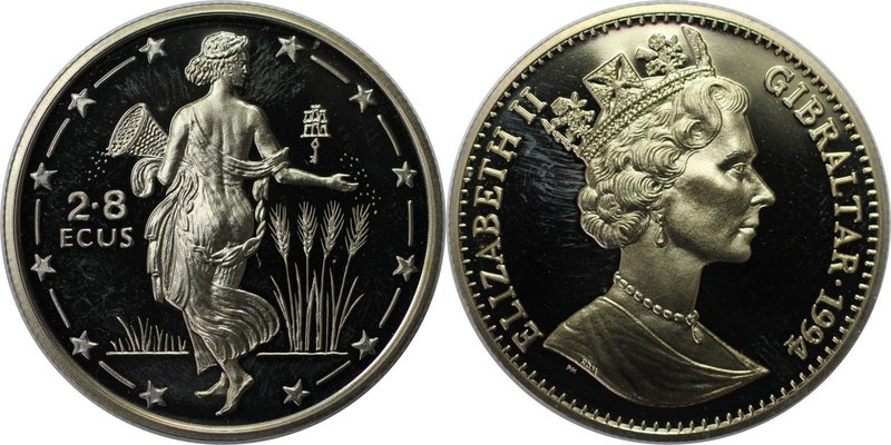 Europäische Münzen und Medaillen, Gibraltar. Europa Sowing Seeds. 2.8 Ecus 1994,...