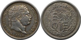 Europäische Münzen und Medaillen, Großbritannien / Vereinigtes Königreich / UK / United Kingdom. George III. (1760-1820). Schilling 1816, Silber. KM 6...