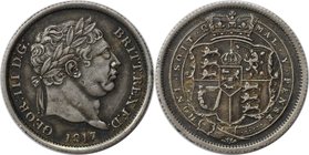 Europäische Münzen und Medaillen, Großbritannien / Vereinigtes Königreich / UK / United Kingdom. George III. (1760-1820). Schilling 1817, Silber. KM 6...