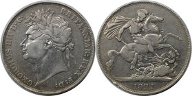 Europäische Münzen und Medaillen, Großbritannien / Vereinigtes Königreich / UK / United Kingdom. George IV. (1820-1830). Crown 1821, Silber. KM 680.1....
