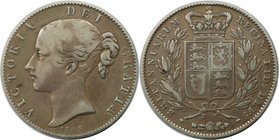 Europäische Münzen und Medaillen, Großbritannien / Vereinigtes Königreich / UK / United Kingdom. Victoria (1837-1901). Crown 1845, Silber. KM 741. Seh...