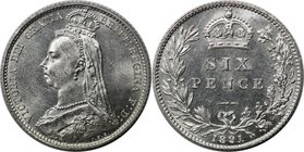 Europäische Münzen und Medaillen, Großbritannien / Vereinigtes Königreich / UK / United Kingdom. Victoria (1837-1901). Sixpence (6 Pence) 1891, Silber...