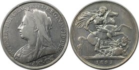 Europäische Münzen und Medaillen, Großbritannien / Vereinigtes Königreich / UK / United Kingdom. Victoria (1837-1901). Crown 1893 LVII, Silber. KM 783...