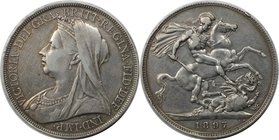 Europäische Münzen und Medaillen, Großbritannien / Vereinigtes Königreich / UK / United Kingdom. Victoria (1837-1901). Crown 1897 LX, Silber. KM 783. ...