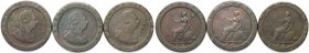 Europäische Münzen und Medaillen, Großbritannien / Vereinigtes Königreich / UK / United Kingdom, Lots und Sammlungen. George III. (1760-1820). 3 x Pen...