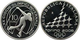 Europäische Münzen und Medaillen, Italien / Italy. XX. Olympische Winterspiele 2006 in Turin - Eisschnelllauf. 10 Euro 2005, Silber. Polierte Platte, ...