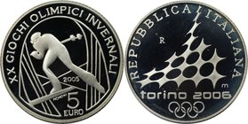 Europäische Münzen und Medaillen, Italien / Italy. XX. Olympische Winterspiele 2006 in Turin - Skilanglauf. 5 Euro 2005, Silber. KM 257. Polierte Plat...
