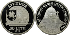 Europäische Münzen und Medaillen, Lettland / Latvia. König Gediminas. 50 Litu 1996, Silber. KM 103. Polierte Platte