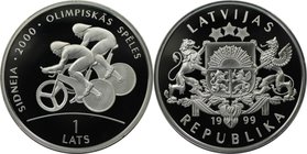 Europäische Münzen und Medaillen, Lettland / Latvia. XXVII. Olympische Sommerspiele 2000 in Sydney. 1 Lats 1999, Silber. KM 44. Polierte Platte