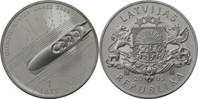 Europäische Münzen und Medaillen, Lettland / Latvia. Olympische Winterspiele 2006 in Turin - Bobfahrer. 1 Lats 2005, Silber. KM 69. Polierte Platte, m...
