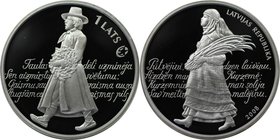 Europäische Münzen und Medaillen, Lettland / Latvia. Liederfestival. 1 Lats 2008, Silber. KM 93a. Polierte Platte, mit Plastik Box. Auflage nur 10000 ...
