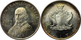 Europäische Münzen und Medaillen, Malta. Giovani Francesco Abela. 2 Pounds 1974, Silber. 0.32 OZ. KM 24. Stempelglanz