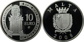 Europäische Münzen und Medaillen, Malta. Maltesische Architektur - Auberge de Castille. 10 Euro 2008, Silber. KM 136. Polierte Platte, mit Plastik Box...