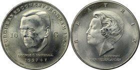 Europäische Münzen und Medaillen, Niederlande / Netherlands. George C. Marshall. 10 Gulden 1997, Silber. 0.80 OZ. KM 224. Stempelglanz