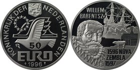 Europäische Münzen und Medaillen, Niederlande / Netherlands. 500 Jahre Barentsz Überwinterung in Nova Zembla. Medaille "50 Euro" 1996, Silber. KM X# 1...