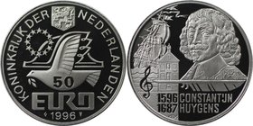 Europäische Münzen und Medaillen, Niederlande / Netherlands. Constantijn Huygens (1596-1687). Medaille "50 Euro" 1996, Silber. KM X# 129. Polierte Pla...