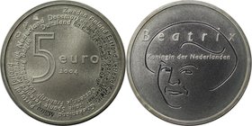 Europäische Münzen und Medaillen, Niederlande / Netherlands. EU-Präsidentschaft und Erweiterung. 5 Euro 2004, Silber. KM 252. Polierte Platte, mit Pla...