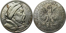 Europäische Münzen und Medaillen, Polen / Poland. Jan III. Sobieski. 10 Zlotych 1933, Silber. 0.53 OZ. KM Y#23. Vorzüglich, Flecken
