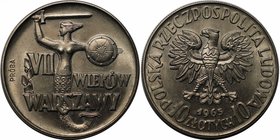 Europäische Münzen und Medaillen, Polen / Poland. VII Wiekow Warszawy. 10 Zlotych 1965 Proba, Kupfer-Nickel. KM Pr131. Stempelglanz