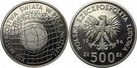 Europäische Münzen und Medaillen, Polen / Poland. Fußball-WM in Mexiko 1986. 500 Zlotych 1986, Silber. 0.4 OZ. KM Y#225. Polierte Platte