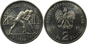 Europäische Münzen und Medaillen, Polen / Poland. Olympische Spiele Altanta 1996. 2 Zlotych 1995, Kupfer-Nickel. KM Y#303. Stempelglanz, Haarkratzer