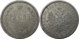 Russische Münzen und Medaillen, Alexander II. (1854-1881). Rubel 1877 SPB-NI, Silber. Bitkin 90. Sehr schön+