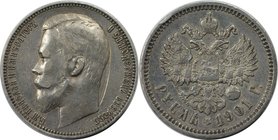 Russische Münzen und Medaillen, Nikolaus II. (1894-1918), Rubel 1901. Silber. Bitkin 53. Sehr schön+