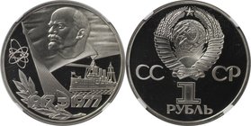 Russische Münzen und Medaillen, UdSSR und Russland. 60 Jahre Revolution. Rubel 1977, Silber. NGC PF 68 ULTRA CAMEO