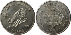 Weltmünzen und Medaillen, Afghanistan. Leopard. 50 Afghanis 1987, Kupfer-Nickel. KM 1006. Stempelglanz