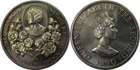 Weltmünzen und Medaillen, Alderney. Königin Elisabeth II. 2 Pounds 1990, Kupfer-Nickel. KM #2. Stempelglanz