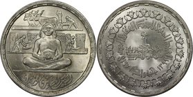 Weltmünzen und Medaillen, Ägypten / Egypt. 100 Jahre Bank of Land Reform. 1 Pound 1979, Silber. 0.35 OZ. KM 491. Stempelglanz