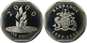 Weltmünzen und Medaillen, Barbados. Millennium. 5 Dollars 1999 - 2000, Silber. KM 67. Polierte Platte