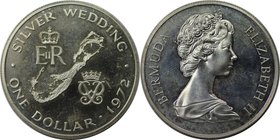 Weltmünzen und Medaillen, Bermuda. Elizabeth II. Silberne Hochzeit. 1 Dollar 1972, Silber. 0.45 OZ. KM 22. Stempelglanz