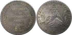 Weltmünzen und Medaillen, Bolivien / Bolivia. Ferdinand VII. (1808-1824). 8 Reales 1808, unsigniert, gestiftet von der Stadt Potosi auf seine Proklama...