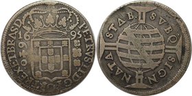 Weltmünzen und Medaillen , Brasilien / Brazil. Pedro II. (1683-1706). 640 Reis 1695, Silber. 0.53OZ. KM 84. Sehr schön
