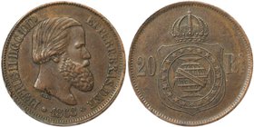 Weltmünzen und Medaillen, Brasilien / Brazil. Pedro II. (1831-1889). 20 Reis 1868, Bronze. KM 474. Vorzüglich
