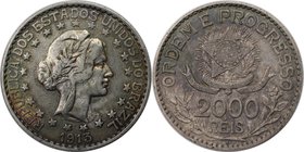 Weltmünzen und Medaillen, Brasilien / Brazil. 2000 Reis 1913, Silber. 0.58 OZ. KM 514. Sehr schön-vorzüglich