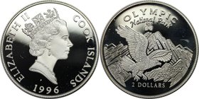 Weltmünzen und Medaillen, Cookinseln / Cook Islands. Weißkopfseeadler - Olympic National-Park. 2 Dollars 1996, Silber. 0,16 OZ. KM 280. Polierte Platt...